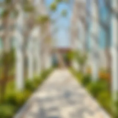 Serene Pathway in Gaziantep Cam Bahçesi A serene pathway within Gaziantep Cam Bahçesi, illustrating the harmonious integration of nature and design.