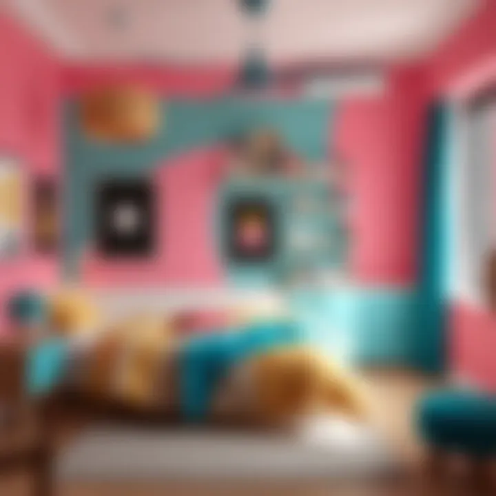 Vibrant Color Palette in Youth Bedroom A vibrant color palette used in a creative bedroom design