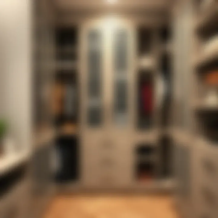 Stylish wardrobe interior with organized compartments