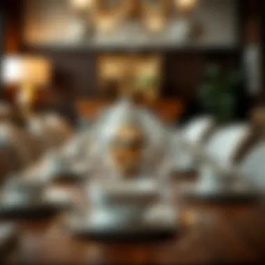 Stylish Dining with Gold Cutlery Stylish dining setup featuring gold cutlery and fine china