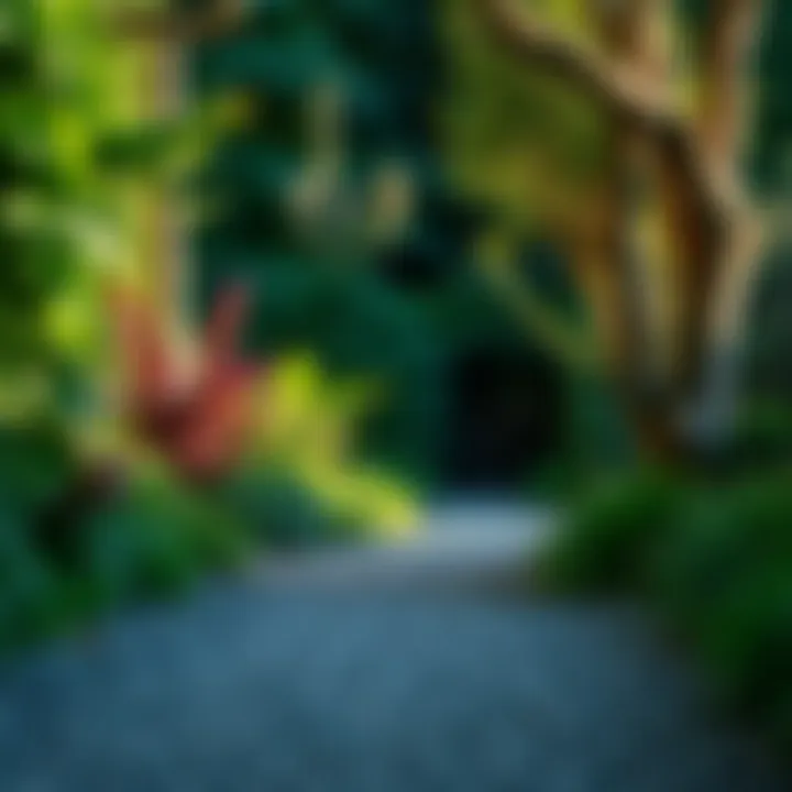 Lush garden pathway with gravel