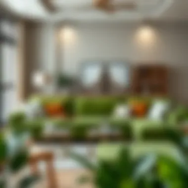 Elegant green corner sofa in a modern living room setting