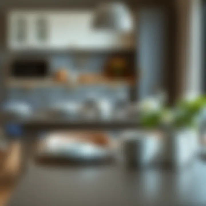 Stylish Grey Kitchen Table Set A stylish grey kitchen table set with elegant dinnerware