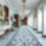 Elegant grey and white hallway runner enhancing home decor