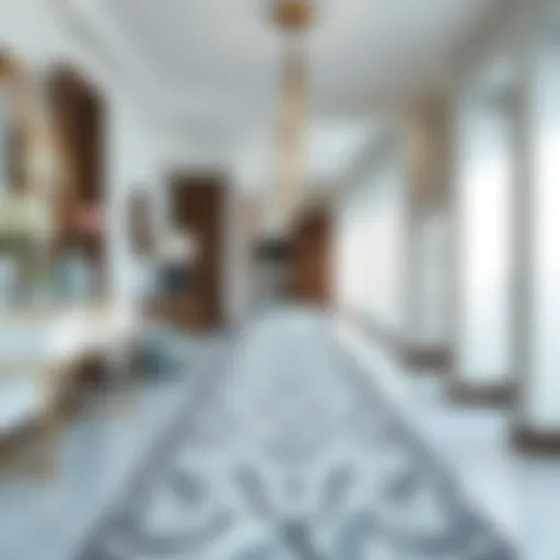 Elegant grey and white hallway runner enhancing home decor