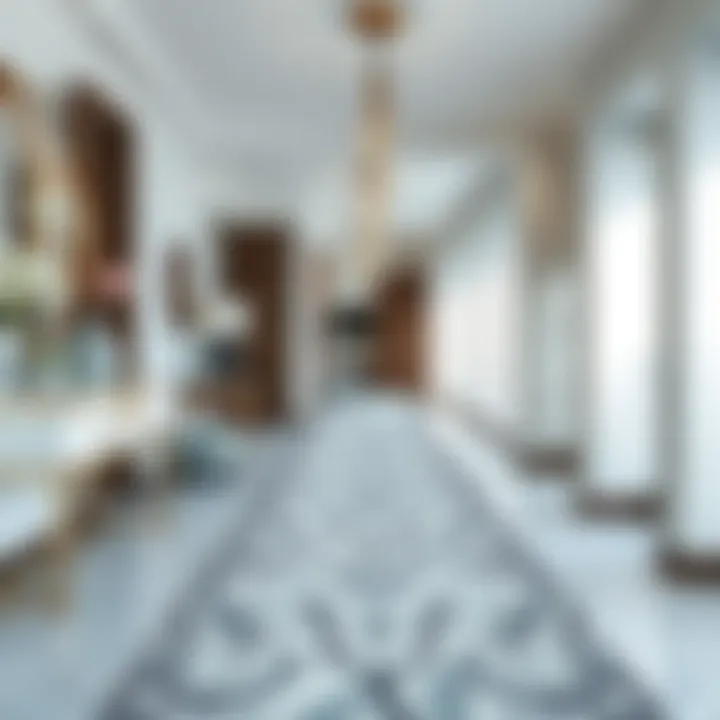 Sophisticated Aesthetic of Grey and White Runner Elegant grey and white hallway runner enhancing home decor