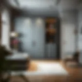 Contemporary gray wardrobe design in a stylish bedroom setting