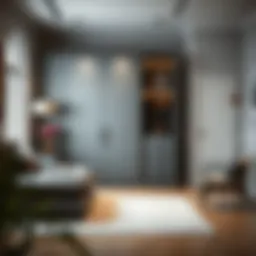 Contemporary gray wardrobe design in a stylish bedroom setting