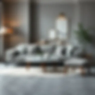 Gray speckled sofa set with minimalist accessories