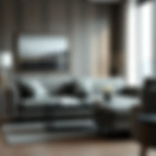 Elegant gray speckled sofa set in a modern living room