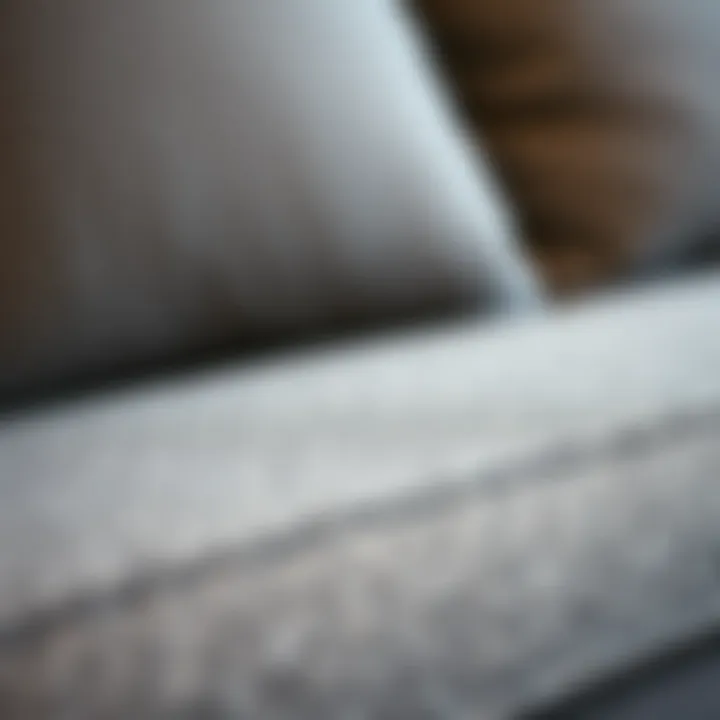 Close-up of the texture of a gray speckled sofa