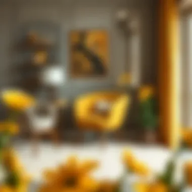 Sophisticated Decor with Yellow Accents Elegant room decor highlighting a mustard yellow chair