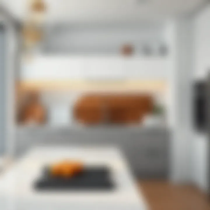 Stylish cutting board integrated into an elegant kitchen decor.