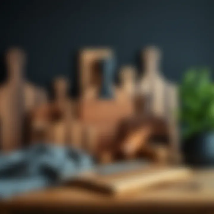 Different materials used for cutting boards displayed together.