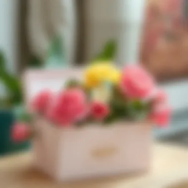 Gift box with artificial flowers, symbolizing cherished memories