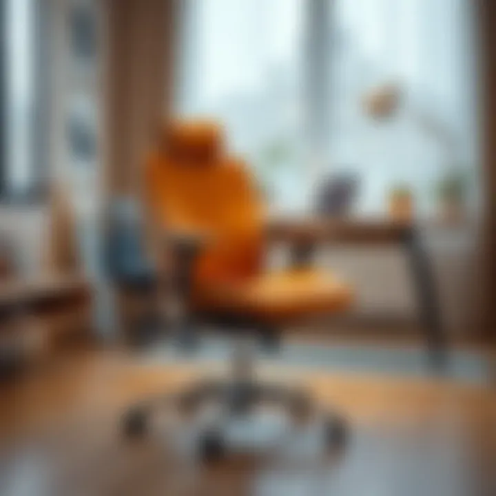 Stylish Ergonomic Chair in a Home Office Home office setup showcasing a stylish ergonomic chair