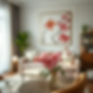 A cozy interior featuring artificial flowers as centerpiece