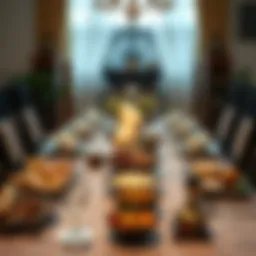 A beautifully arranged iftar table with traditional dishes