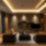 Elegant dual LED spot lights illuminating a modern living room