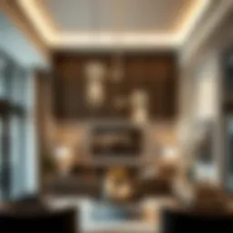 Elegant dual pendant chandelier illuminating a modern living space