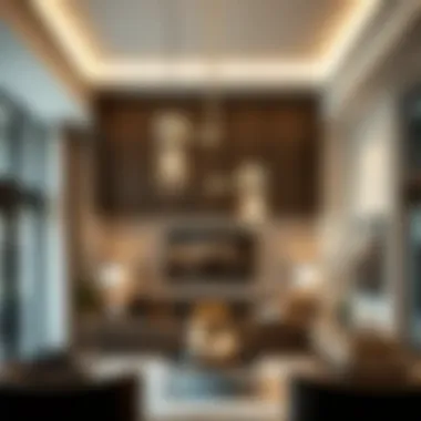 Elegant dual pendant chandelier illuminating a modern living space
