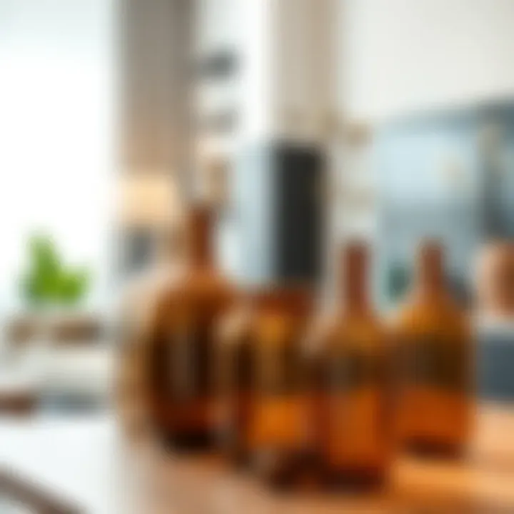 Stylish interior featuring brown glass vases