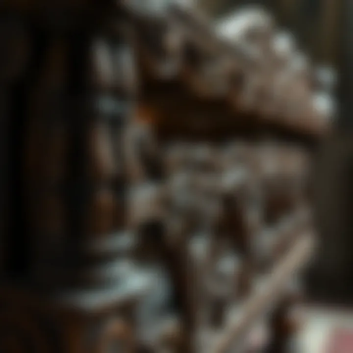 The Artistry of Carvings in Old Cradles Close-up of intricate carvings on a wooden cradle