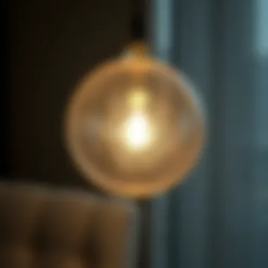 Close-up of the intricate design of a glass sphere lamp