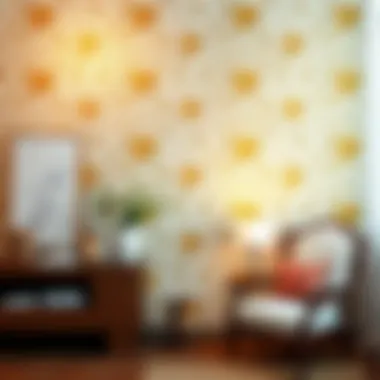 Close-up of intricate floral patterns on wallpaper