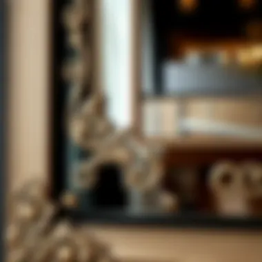 Close-up of intricate mirror frame details