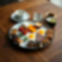 Elegant segmented breakfast plate showcasing various food items