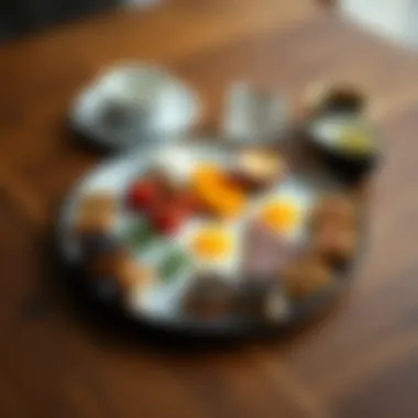 Elegant segmented breakfast plate showcasing various food items