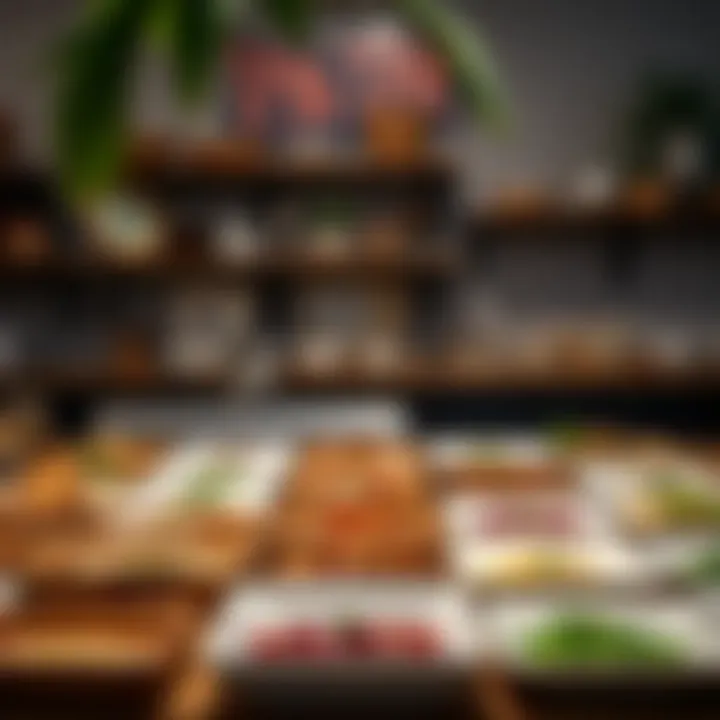 Variety of square borcam dishes displayed