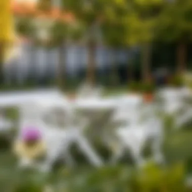 Outdoor Elegance with Folding Tables Versatile folding plastic table set up in an outdoor garden