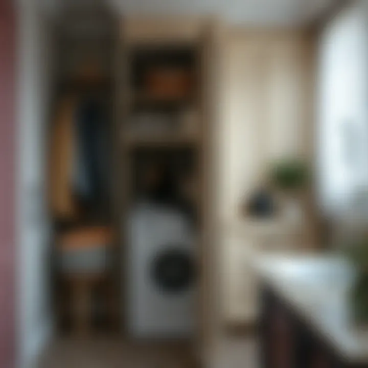 Stylish interior with a dirty laundry cabinet