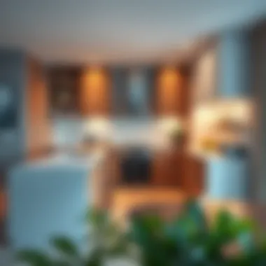 Contemporary kitchen layout with innovative storage solutions