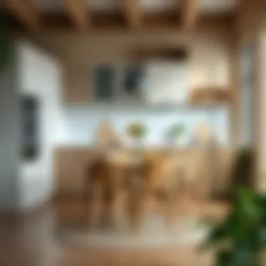 Functional kitchen layout with space-efficient table and chairs