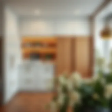 Elegant storage space in a kitchen with sliding doors