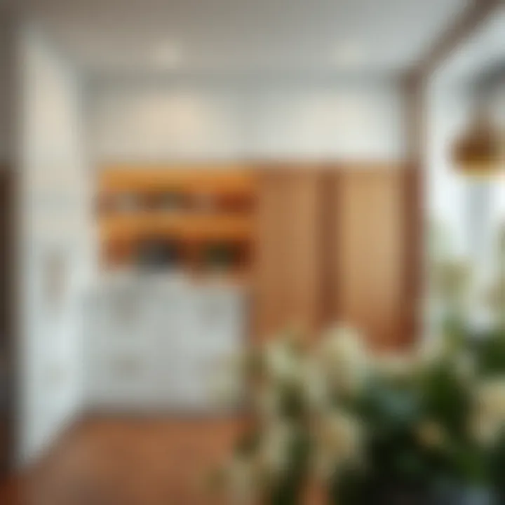 Elegant storage space in a kitchen with sliding doors