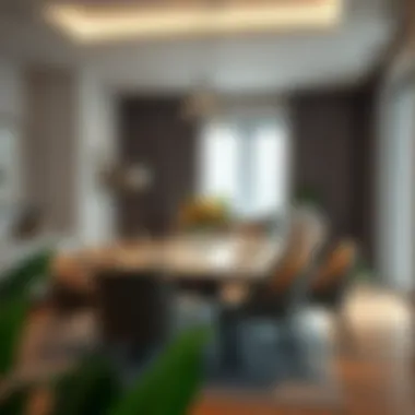 Elegant dining setup featuring a modern kitchen table and chairs