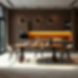 Elegant kitchen table featuring sleek design and warm materials