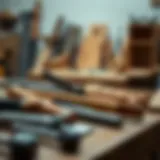 Precision wood cutting tools arranged neatly on a workbench