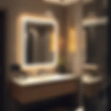 Functional bathroom mirror with lighting