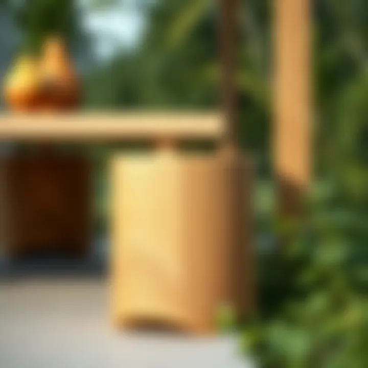 Sustainable wood materials used for furniture legs displayed in nature