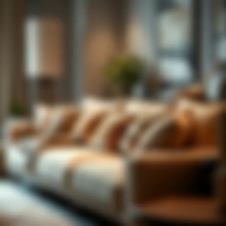 Inviting Living Room with Cushions Cozy living room scene featuring stylish cushions on a sofa