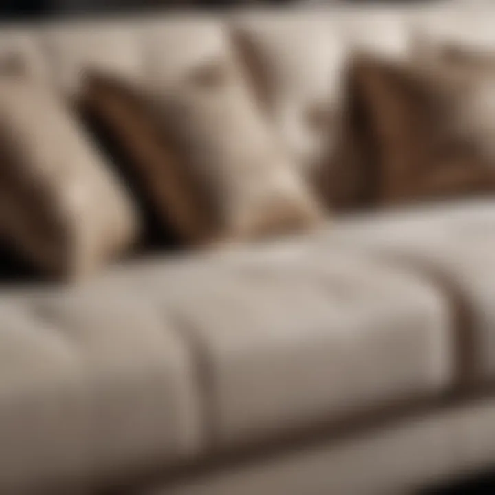 Close-up of luxurious fabric on a three-seater sofa