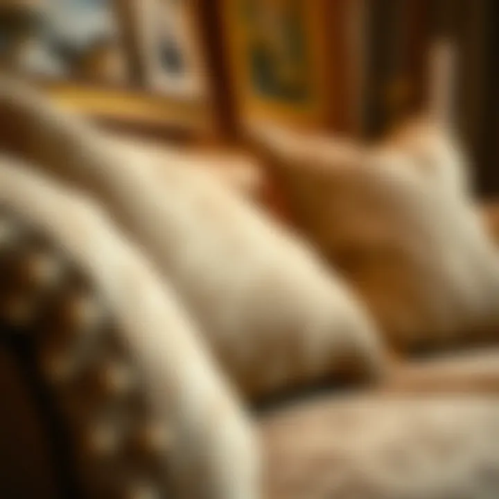 Intricate Detailing of Sofa Cover Design Close-up of sofa cover detailing and design
