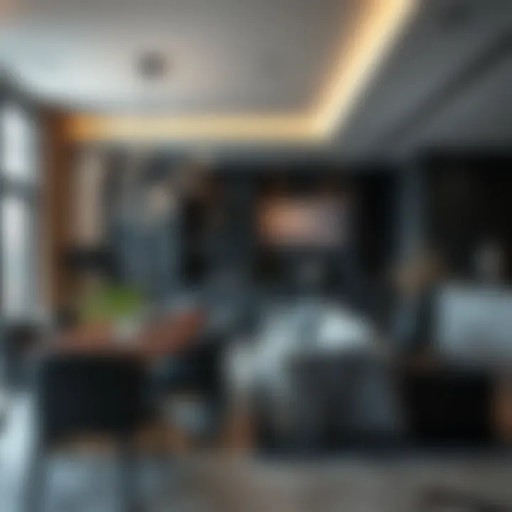Elegant dining area featuring dark gray anthracite elements