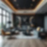 Sophisticated living room showcasing dark gray anthracite accents