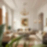 Elegant living room with cream interior paint